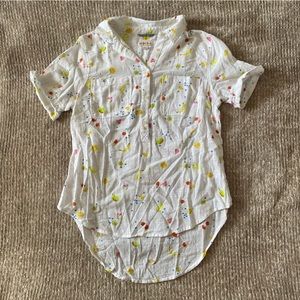 Merona Button Down Fruit Print Top, Size Small, Like New